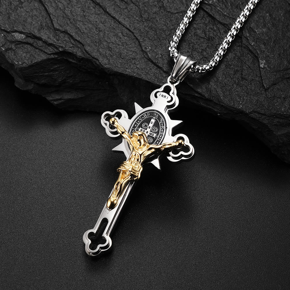 St. Benedict Symbol Crucifix Necklace