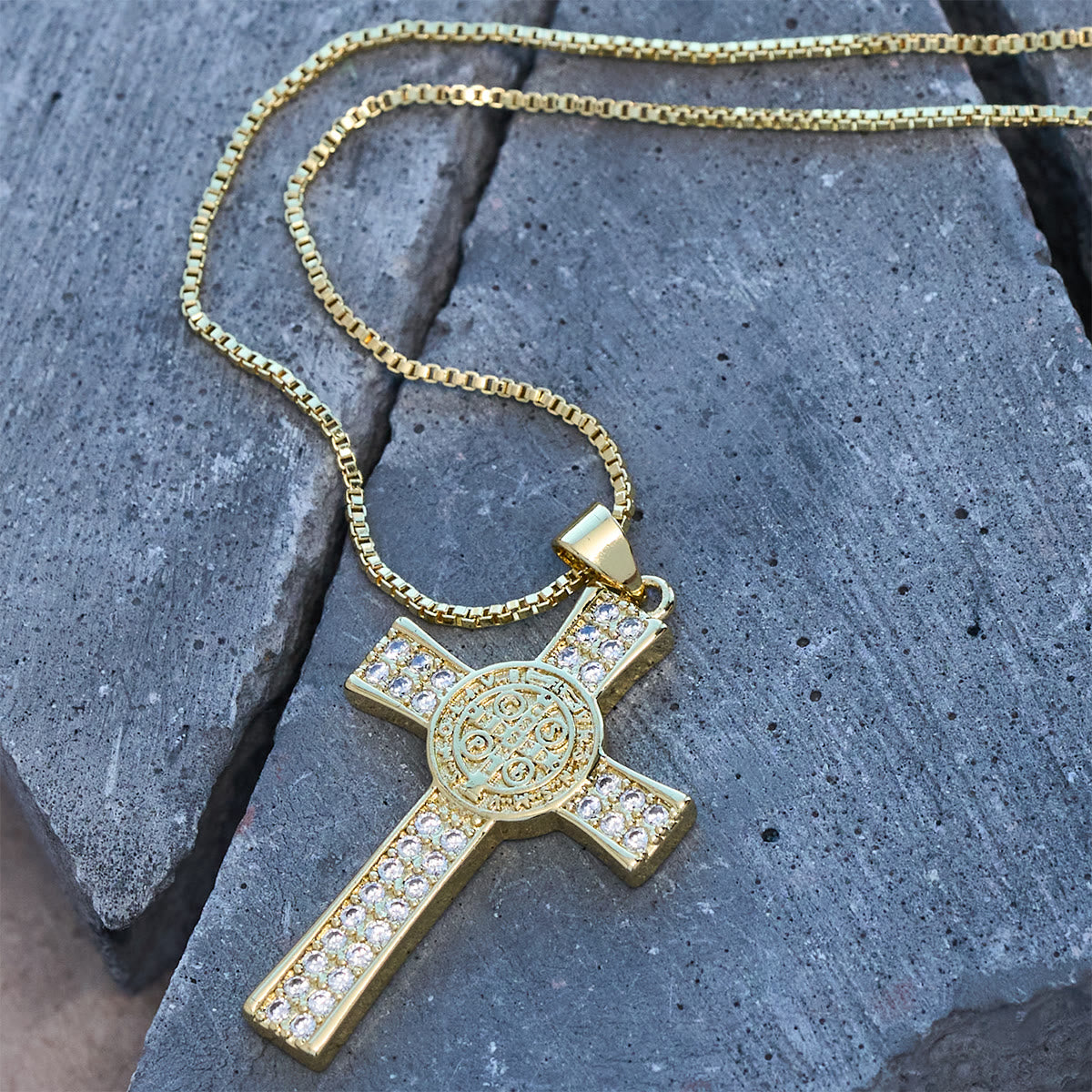 St. Benedict Emblem Cross Necklace