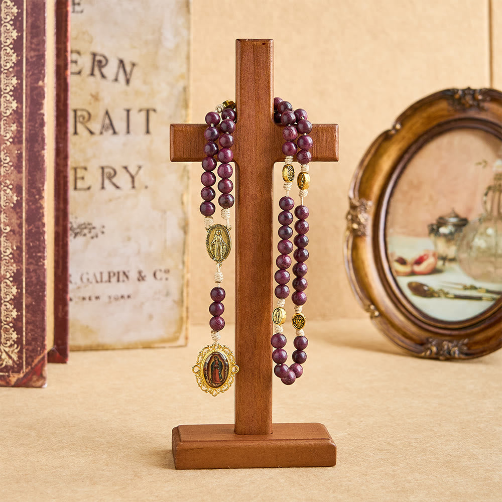Solid Wood Standing Cross Desktop Ornament