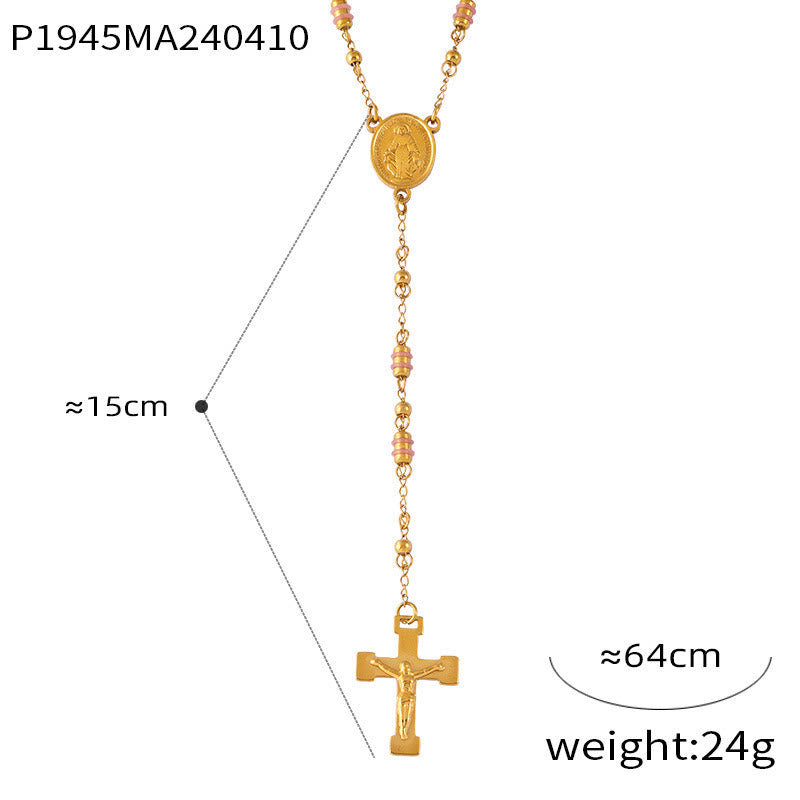 Wearable Rosary Beaded Necklace, Gold-Tone Metal