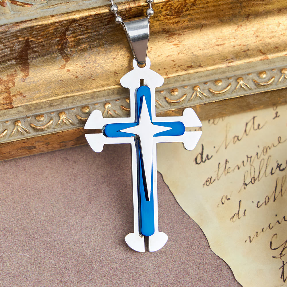Three-Tier Split Cross Pendant Necklace
